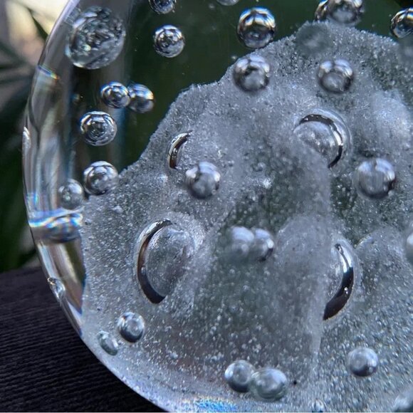 Clear Effervescent Art Glass Paperweight with Bubbles - One Only - Picture 3 of 13